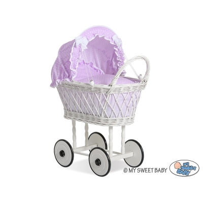 Landau Poussette de Poupée en Osier Lila