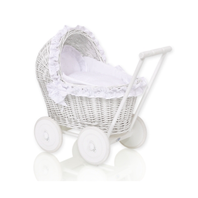 Landau-poussette pour Poupée en Osier Blanc