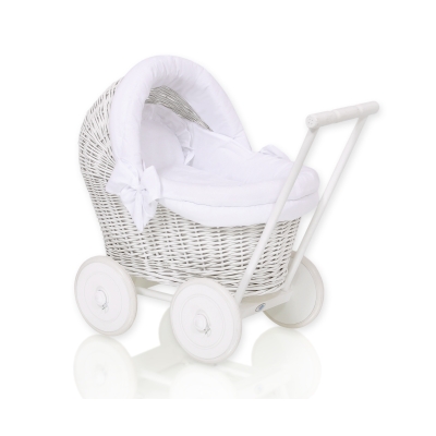 Landau-poussette pour Poupée en Osier Blanc