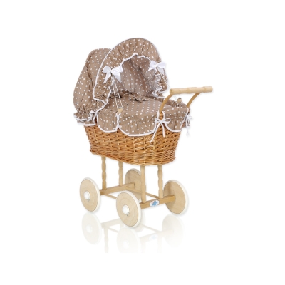 Landau Poussettes Poupée en Rotin Naturel Brun