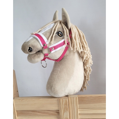 Licol avec Fourrure Blanche pour Cheval Bâton A3 Rose Foncé