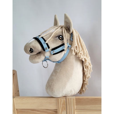 Licol avec Fourrure Noire pour Cheval  Bâton  A3 Bleu Clair