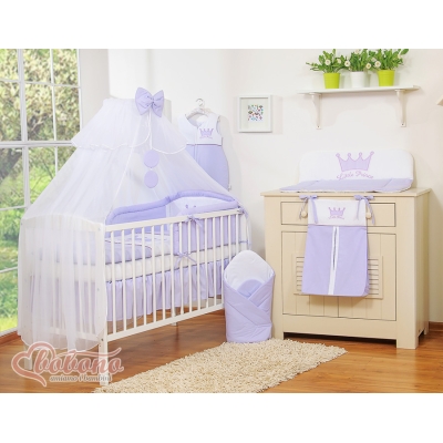 Linge de Lit Bébé Parure 11 pcs avec Moustiquaire Lila Prince / Princess