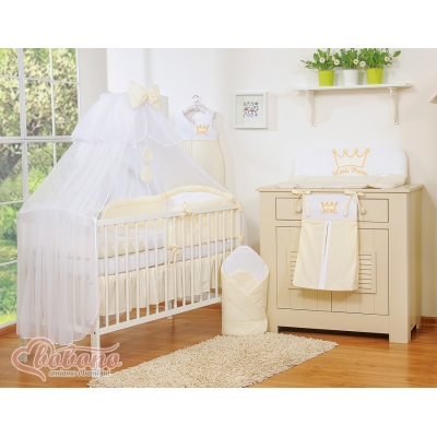 Linge de Lit Bébé Parure 11 pcs  Moustiquaire Crème Prince / Princess