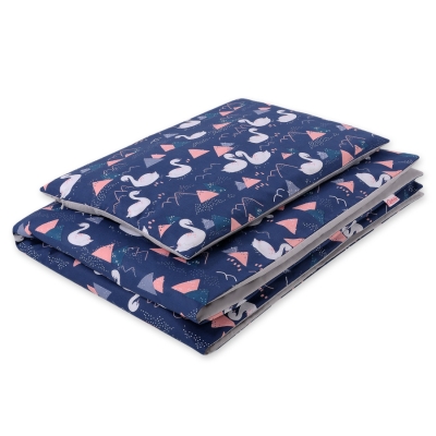 Linge de Lit Enfant 2 pcs 140x200 cm JUNIOR Bleu Foncé Cygnes