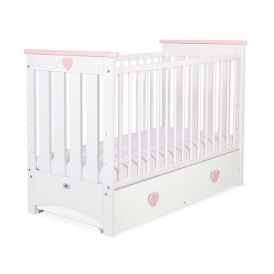 Lit avec Tiroir pour Bébé 60x120 cm Lorenzo Maxi Blanc Rose Poudré