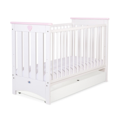 Lit avec Tiroir pour Bébé 60x120 cm Lorenzo Standard Rose Blanc