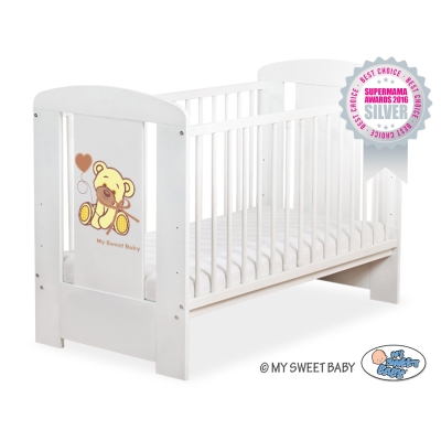 Lit Bébé à Barreaux 120x60 cm Brun Blanc Papillon