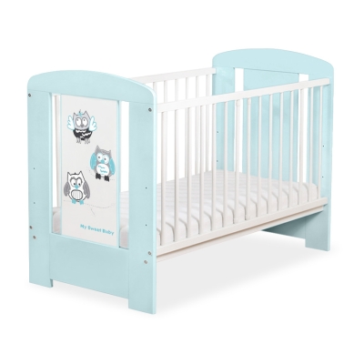 Lit Bébé à Barreaux 120x60 cm Menthe Hiboux