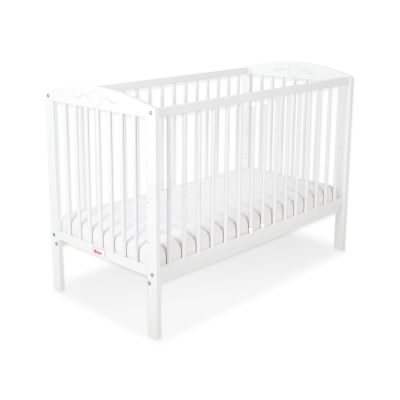 Lit Bebe a Barreaux 60x120 cm Blanc Cœurs