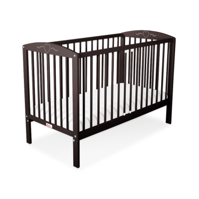 Lit Bebe a Barreaux 60x120 cm Brun Cœurs