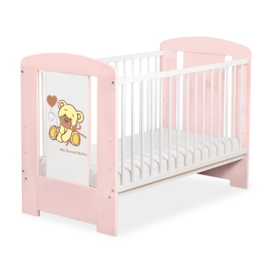 Lit Bébé à Barreaux 60x120 cm Crème Rose Poudré Papillon