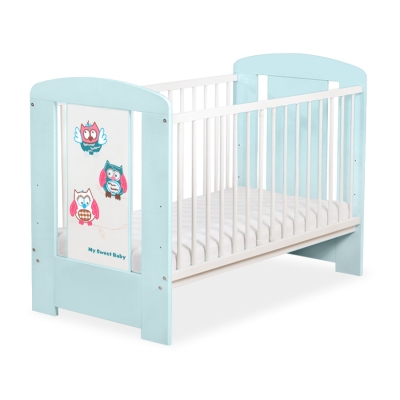 Lit Bébé à Barreaux 60x120 cm Menthe Hiboux