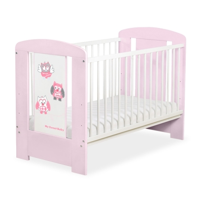 Lit Bébé à Barreaux 60x120 cm Rose Hiboux