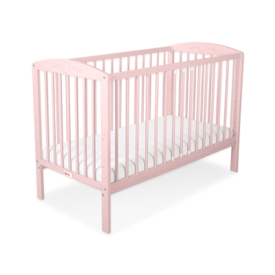 Lit Bebe a Barreaux 60x120 cm Rose Poudré Cœurs