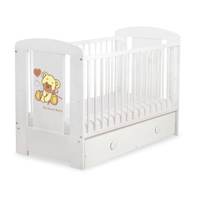 Lit Bébé à Barreaux avec Tiroir 120x60 cm Maxi Crème Papillon
