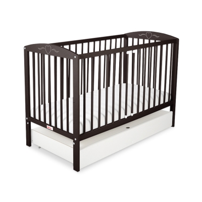 Lit Bébé à Barreaux avec Tiroir 120x60 cm Standard Cœurs