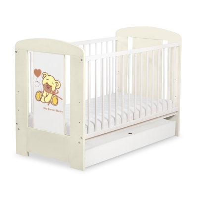 Lit Bébé à Barreaux avec Tiroir 120x60 cm Standard Crème Papillon