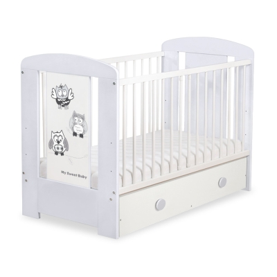 Lit Bébé à Barreaux avec Tiroir 60x120 cm Maxi Hiboux