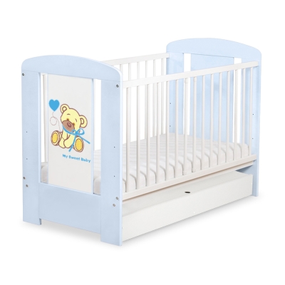 Lit Bébé à Barreaux avec Tiroir 60x120 cm Standard Bleu Papillon