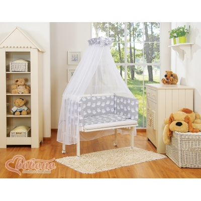 Lit Cododo avec Ciel Matelas et Linge Complet Gris Hiboux