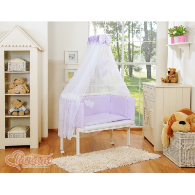 Lit Cododo avec Ciel Matelas et Linge Complet Lila Cœurs