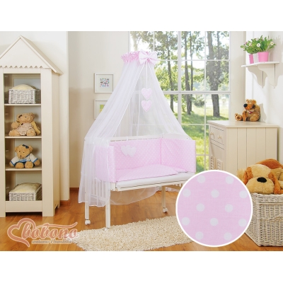 Lit de Cododo avec Linge Complet Rose à Pois Cœurs