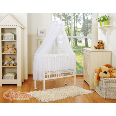Lit de Cododo avec Matelas et Ensemble de Linge de Lit Blanc Cœurs