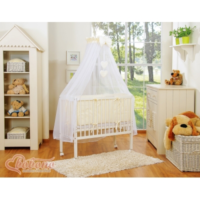Lit de Cododo avec Matelas et Ensemble de Linge de Lit Crème Cœurs