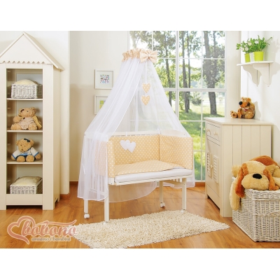 Lit de Cododo avec Textile Complet Beige à Pois Cœurs