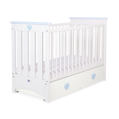 Lit pour Bébé avec Tiroir 120x60 cm Lorenzo Maxi Blanc Bleu
