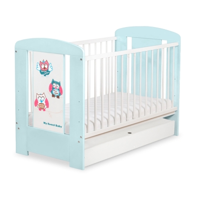 Lit pour Bébé avec Tiroir 120x60 cm Standard Hiboux