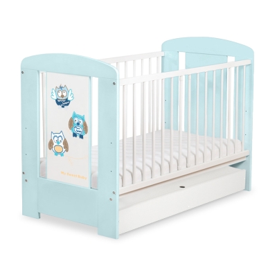 Lit pour Bébé avec Tiroir 120x60 cm Standard Hiboux
