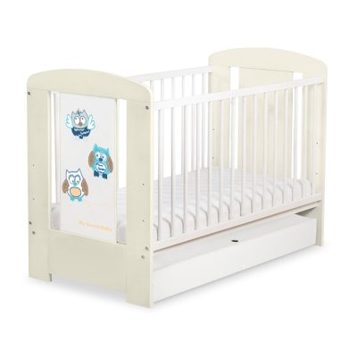 Lit pour Bébé avec Tiroir 120x60 cm Standard Hiboux