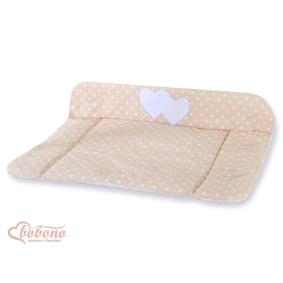 Matelas à Langer en Coton Beige à Pois Cœurs