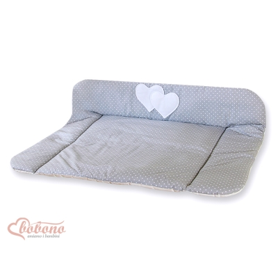 Matelas à Langer en Coton Gris à Pois Cœurs