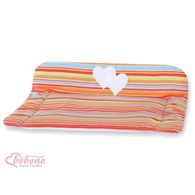 Matelas à Langer en Coton Orange Rayures Cœurs