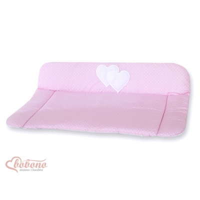 Matelas à Langer en Coton Rose à Pois Cœurs