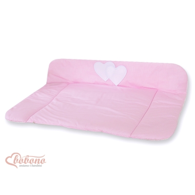 Matelas à Langer en Coton Rose Rayures Cœurs