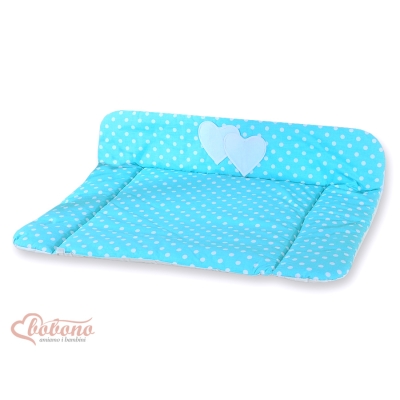 Matelas à Langer en Coton Turquoise à Pois Cœurs