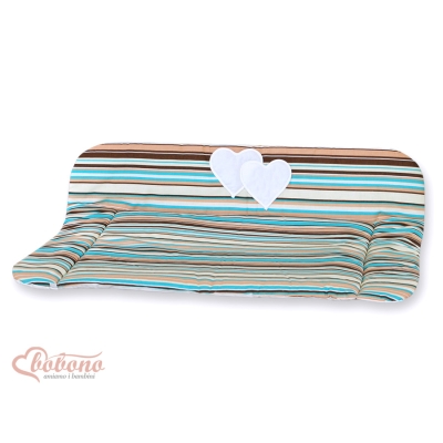Matelas à Langer Moelleux Grand Format Brun Rayures Cœurs