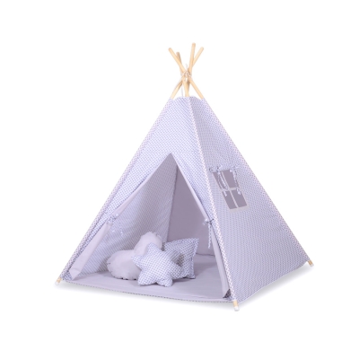 Méga Lot: Tente de Tipi + Tapis de Jeu + Oreillers + Plumes Gris