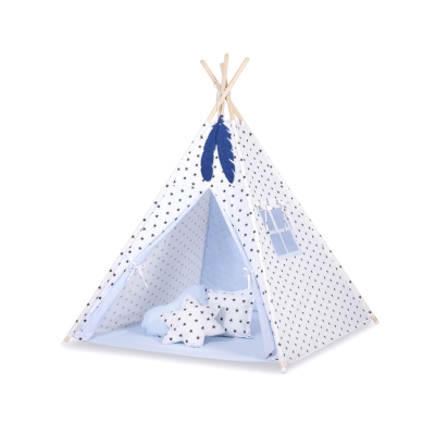 Méga Lot: Tipi pour Enfant avec Tapis de Jeu et Oreillers Bleu