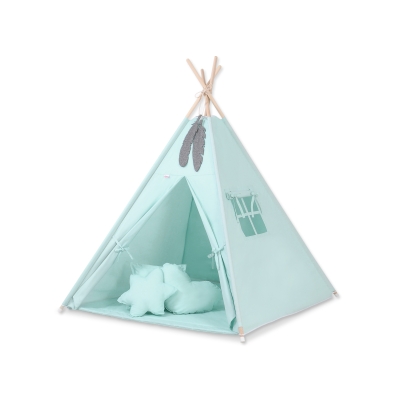 Méga Set: Tipi avec Tapis de Sol et Oreillers Menthe