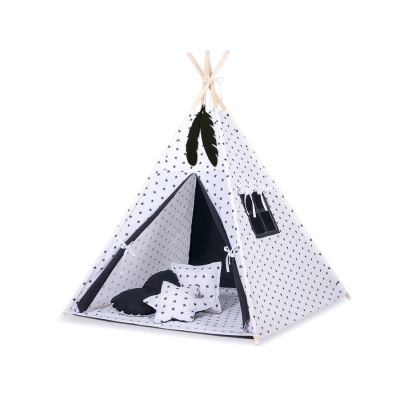 Méga Set: Tipi avec Tapis de Sol et Oreillers Noir