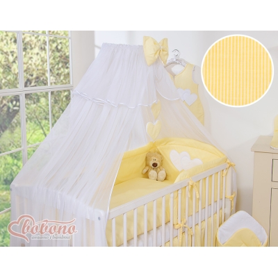 Moustiquaire de Lit Bébé Jaune Rayures Cœurs