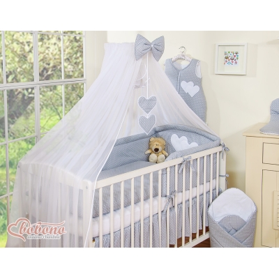 Moustiquaire en Tulle pour Berceau Landau Gris Cœurs