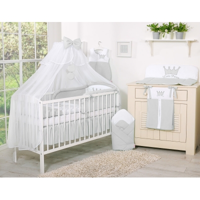 Moustiquaire en Tulle pour Lit Bébé Gris Mousseline Prince / Princess