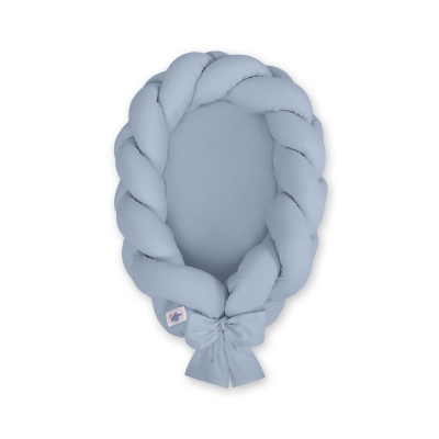 Réducteur de Lit Bébé Tressé et tapis 2 en 1 Bleu Pastel