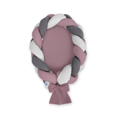 Réducteur de Lit Bébé Tressé 2 en 1 Gris Violet Pastel Anthracite
